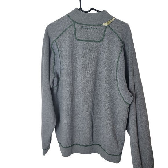 Tommy Bahama Mens Size XL Green Gray Marlin Reversible 1/4 Zip Sweater - Picture 7 of 11